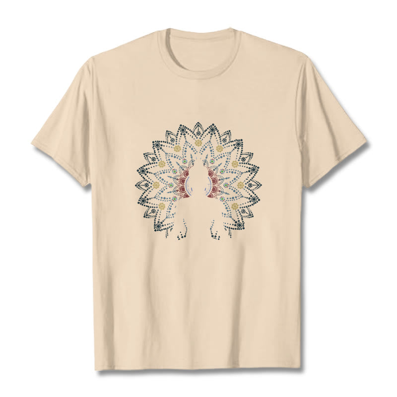 Nimara Ritual Mandala Flower Seated Serene Buddha Pattern Tee T-shirt