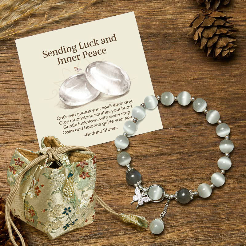 Nimara Ritual "Sending Luck and Inner Peace" Cat's Eye Butterfly Bracelet Includes Gift Message Card