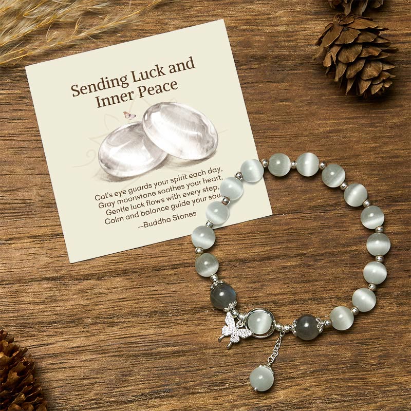 Nimara Ritual "Sending Luck and Inner Peace" Cat's Eye Butterfly Bracelet Includes Gift Message Card
