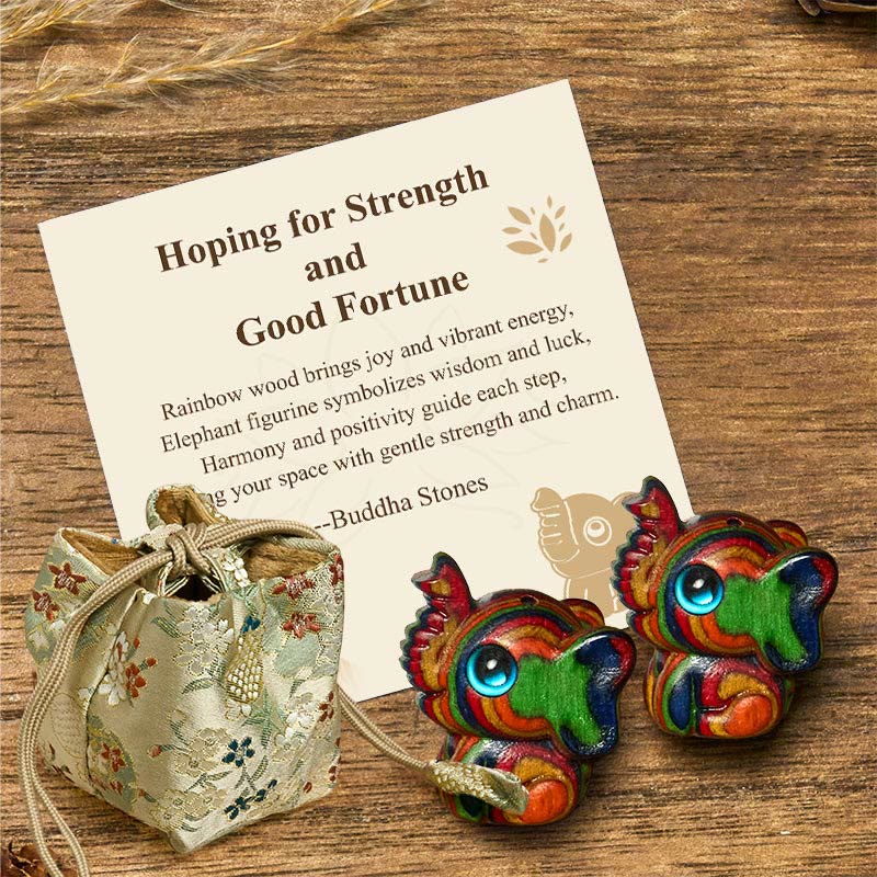 Nimara Ritual "Hoping for Strength and Good Fortune" 2Pcs Mini Elephant Includes Gift Message Card