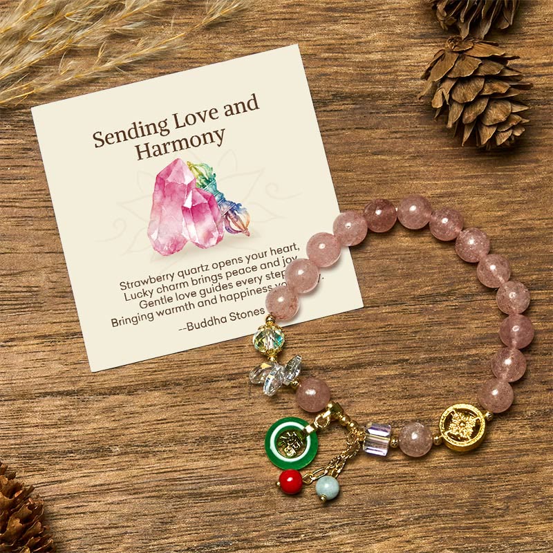 Nimara Ritual "Sending Love and Harmony"Strawberry Quartz Bracelet Includes Gift Message Card