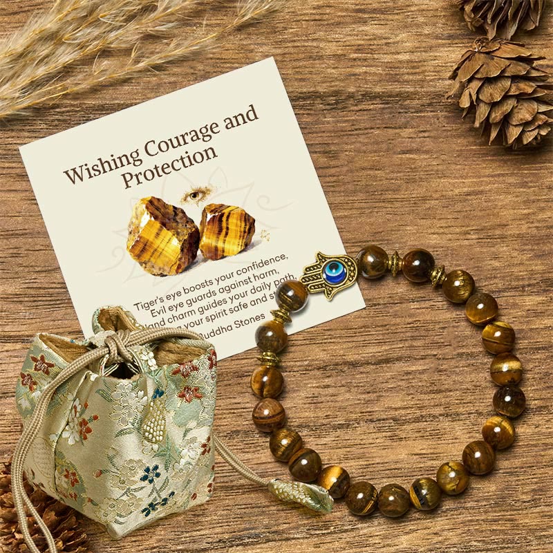 Nimara Ritual "Wishing Courage and Protection" Tiger Eye Bracelet Includes Gift Message Card