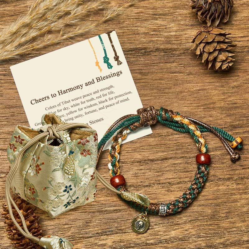 Nimara Ritual "Cheers to Harmony and Blessings" Tibetan Rope Bracelet Includes Gift Message Card