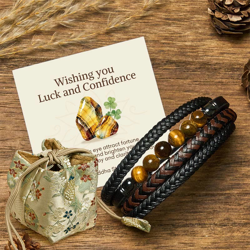 Nimara Ritual "Wishing You Luck and Confidence" Tiger Eye Leather Includes Gift Message Card