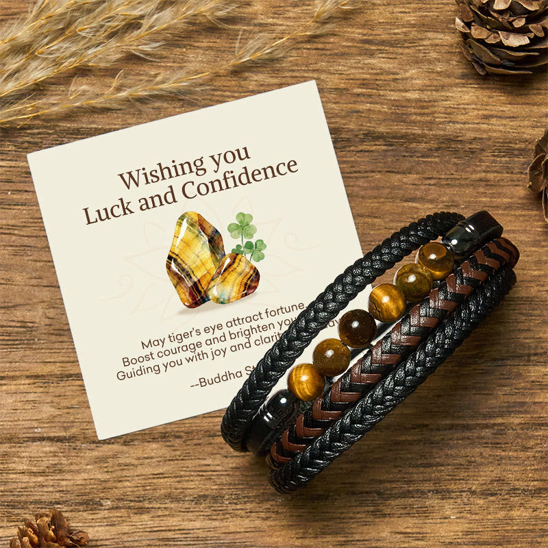 Nimara Ritual "Wishing You Luck and Confidence" Tiger Eye Leather Includes Gift Message Card