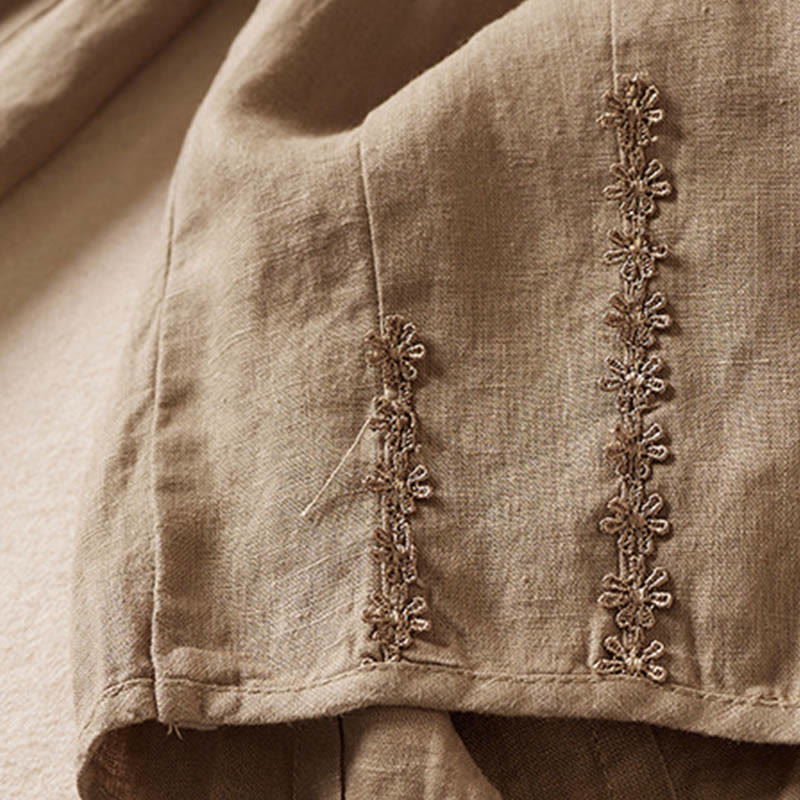 Nimara Ritual Summer Small Flower Embroidery Harem Pants With Pockets