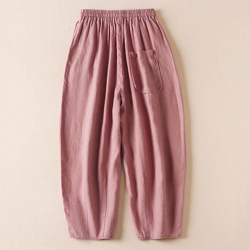 Nimara Ritual Summer Small Flower Embroidery Harem Pants With Pockets