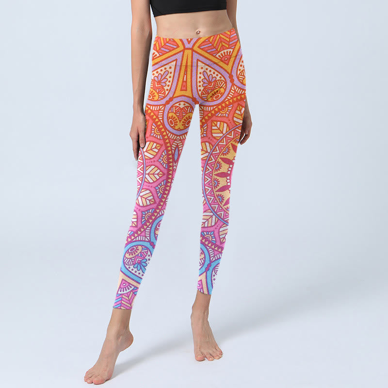 Nimara Ritual Colorful Mandala Pattern Gym Leggings Women's Yoga Pants