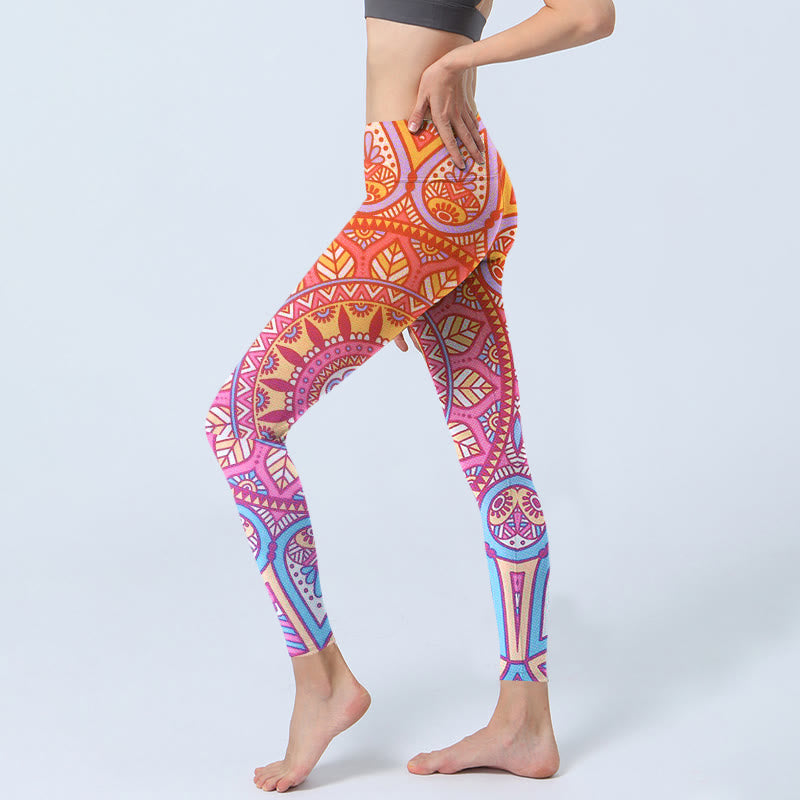Nimara Ritual Colorful Mandala Pattern Gym Leggings Women's Yoga Pants