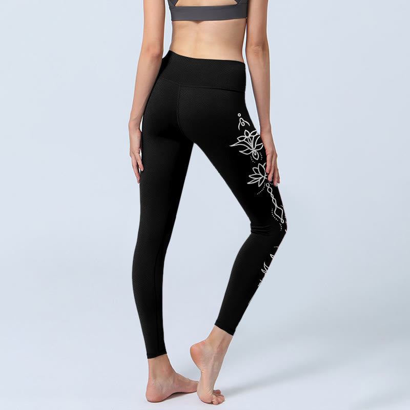 Nimara Ritual Lotus Half Moon Pattern Gym Leggings Women's Yoga Pants