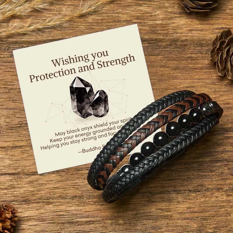 Nimara Ritual "Wishing You Protection and Strength" Black Onyx Bracelet Includes Gift Message Card