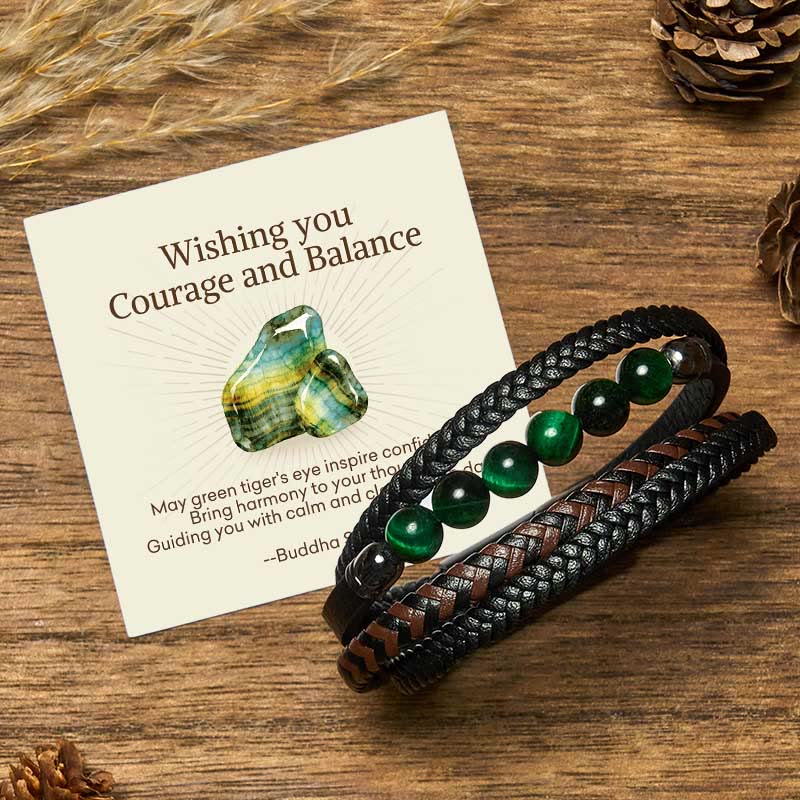Nimara Ritual "Wishing You Courage and Balance" Green Tiger Eye Bracelet Includes Gift Message Card