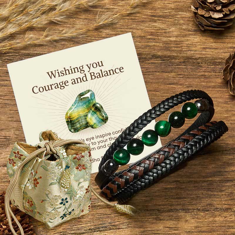 Nimara Ritual "Wishing You Courage and Balance" Green Tiger Eye Bracelet Includes Gift Message Card