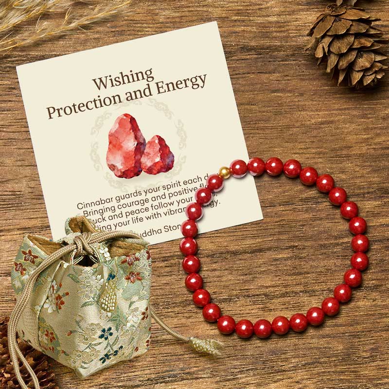 Nimara Ritual "Wishing Protection and Energy" Cinnabar Bracelet Includes Gift Message Card