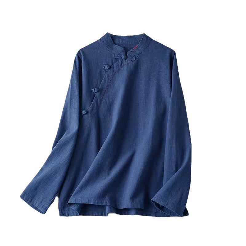 Nimara Ritual Oblique Collar Knot button Loose Linen Clothing