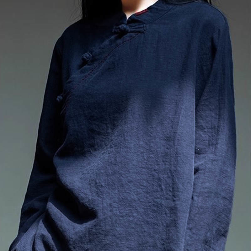 Nimara Ritual Oblique Collar Knot button Loose Linen Clothing