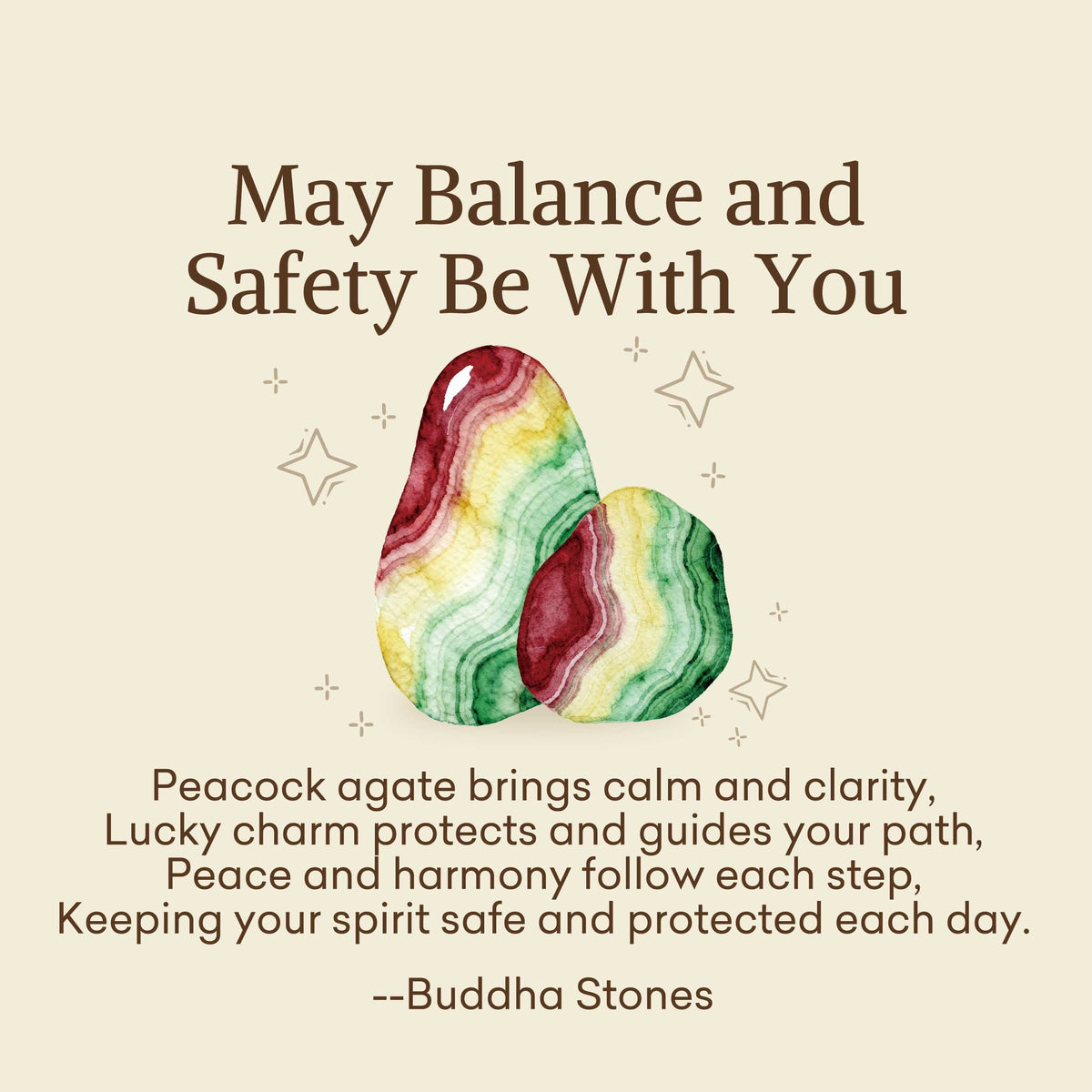 Nimara Ritual "May Balance and Safety Be With You"Peacock Agate Bracelet Includes Gift Message Card