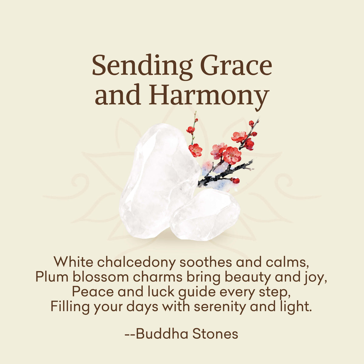 Nimara Ritual "Sending Grace and Harmony"Plum Blossom Chalcedony Bracelet Includes Gift Message Card