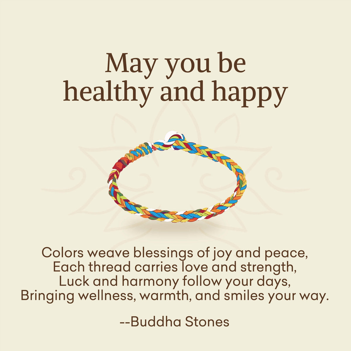 Nimara Ritual "May you be healthy and happy" Lucky Multicolored Bracelet Includes Gift Message Card