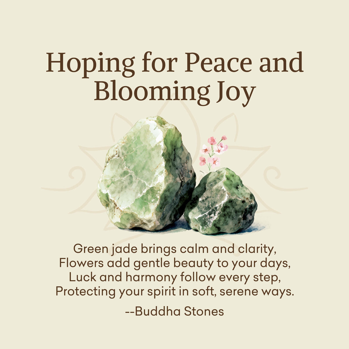 Nimara Ritual "Hoping for Peace and Blooming Joy" Green Jade Bracelet Includes Gift Message Card