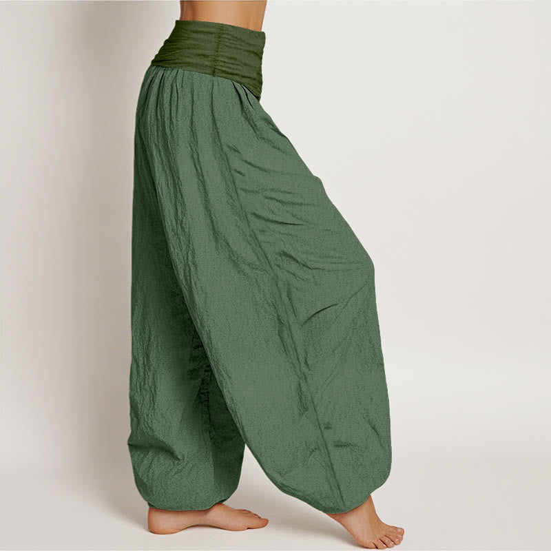 Nimara Ritual SeaGreen Women's Pure Cotton Elastic Waist Harem Pants