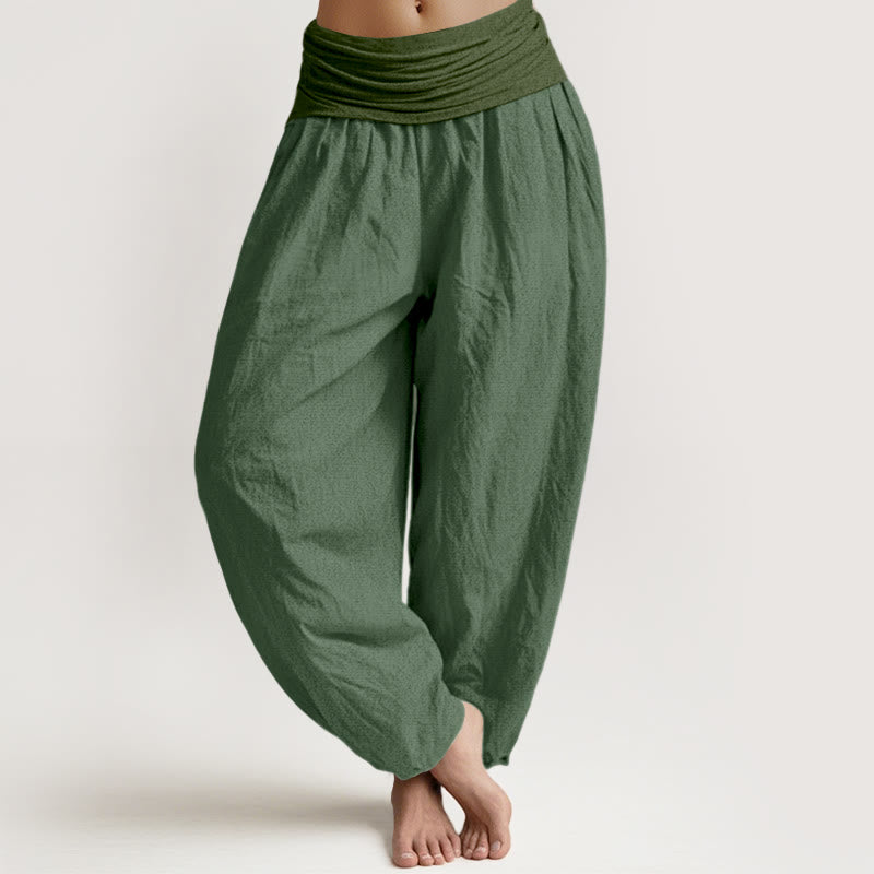 Nimara Ritual SeaGreen Women's Pure Cotton Elastic Waist Harem Pants