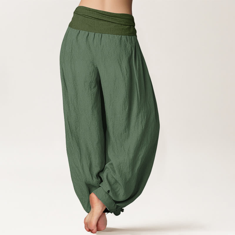 Nimara Ritual SeaGreen Women's Pure Cotton Elastic Waist Harem Pants
