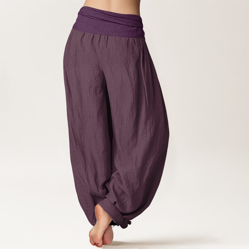 Nimara Ritual Purple Pure Cotton Women's Elastic Waist Harem Pants