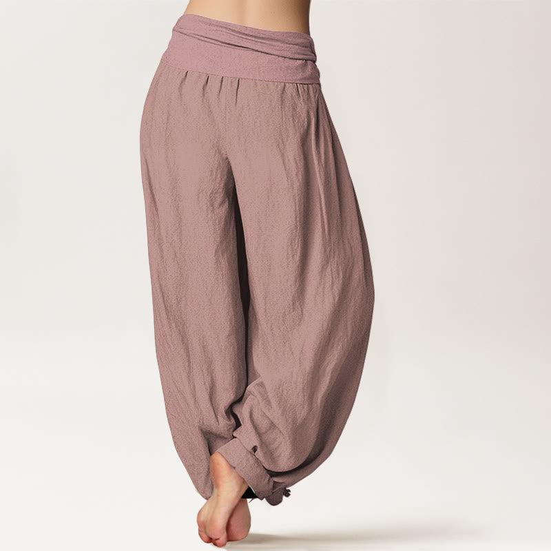 Nimara Ritual LightPink Pure Cotton Women's Elastic Waist Harem Pants
