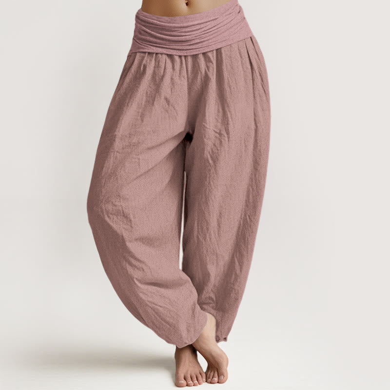 Nimara Ritual LightPink Pure Cotton Women's Elastic Waist Harem Pants