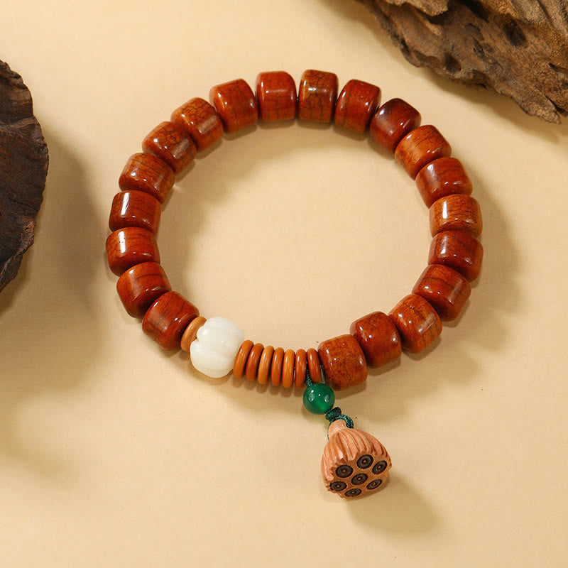 Nimara Ritual Bone Beads Lotus Peace Buckle Design Enlightenment Bracelet