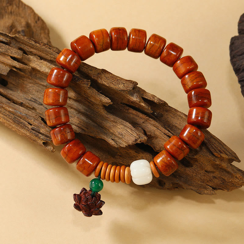 Nimara Ritual Bone Beads Lotus Peace Buckle Design Enlightenment Bracelet