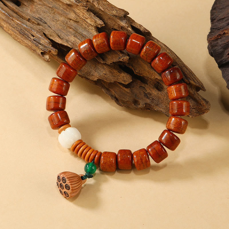 Nimara Ritual Bone Beads Lotus Peace Buckle Design Enlightenment Bracelet