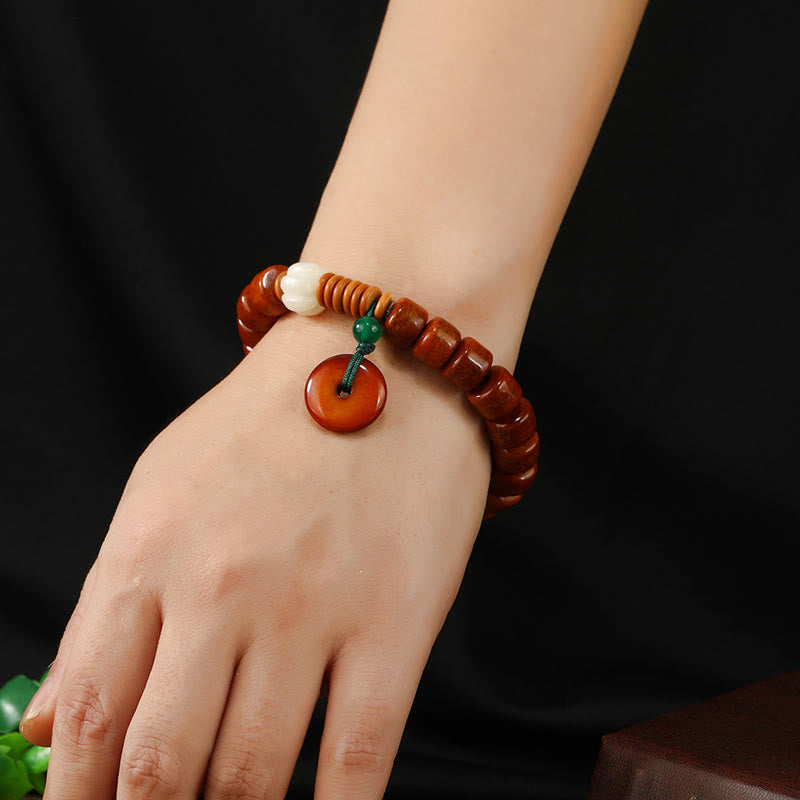 Nimara Ritual Bone Beads Lotus Peace Buckle Design Enlightenment Bracelet