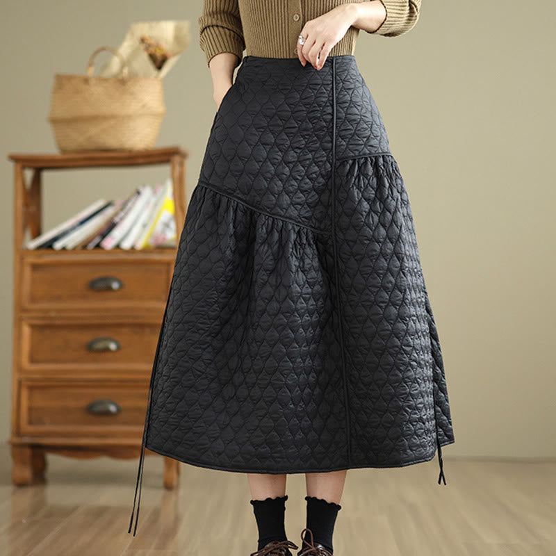 Nimara Ritual Plain Elastic Waist Cotton Women's Straight Skirt With Pockets