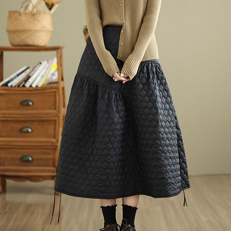 Nimara Ritual Plain Elastic Waist Cotton Women's Straight Skirt With Pockets