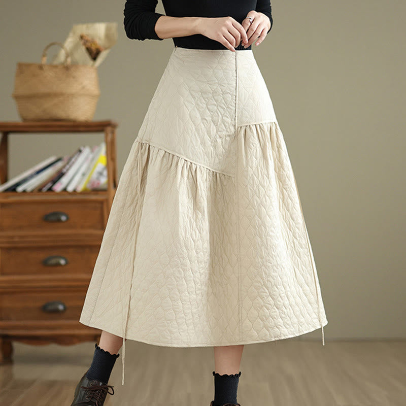 Nimara Ritual Plain Elastic Waist Cotton Women's Straight Skirt With Pockets