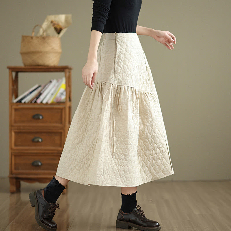 Nimara Ritual Plain Elastic Waist Cotton Women's Straight Skirt With Pockets