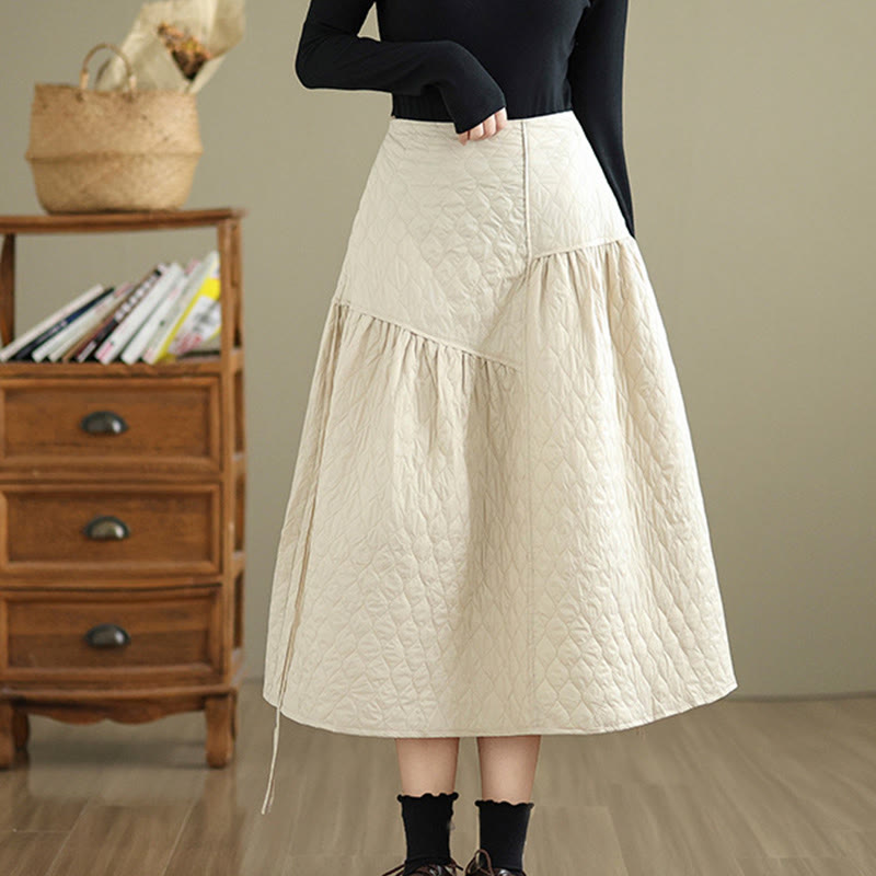 Nimara Ritual Plain Elastic Waist Cotton Women's Straight Skirt With Pockets