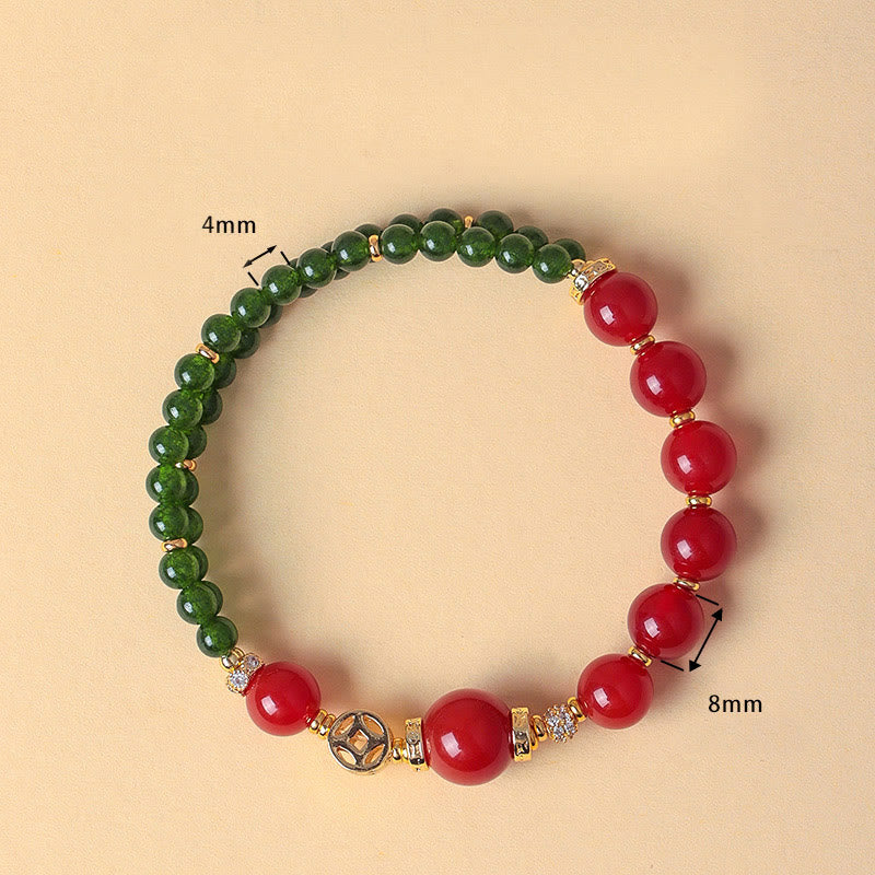 Nimara Ritual Natural Red Agate Double Wrap Design Green Chalcedony Calm Bracelet