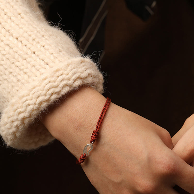 Nimara Ritual 925 Sterling Silver Hook Design Red String Strength Colorful Bracelet