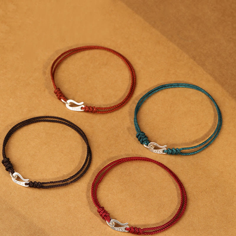 Nimara Ritual 925 Sterling Silver Hook Design Red String Strength Colorful Bracelet