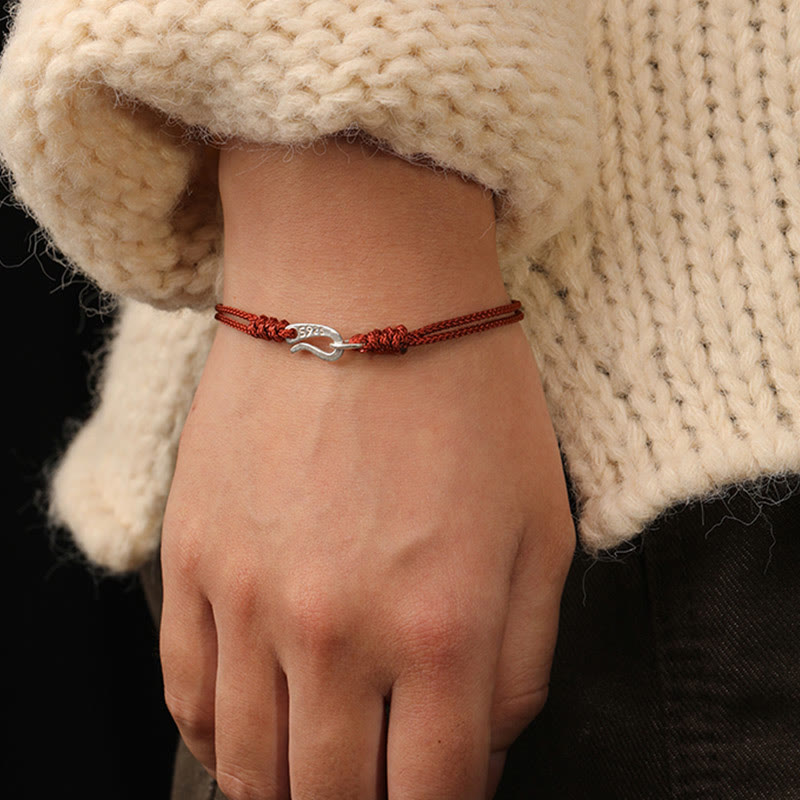 Nimara Ritual 925 Sterling Silver Hook Design Red String Strength Colorful Bracelet