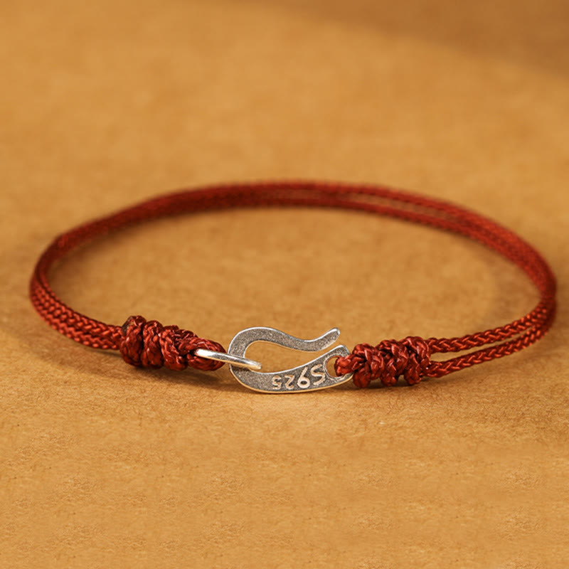 Nimara Ritual 925 Sterling Silver Hook Design Red String Strength Colorful Bracelet