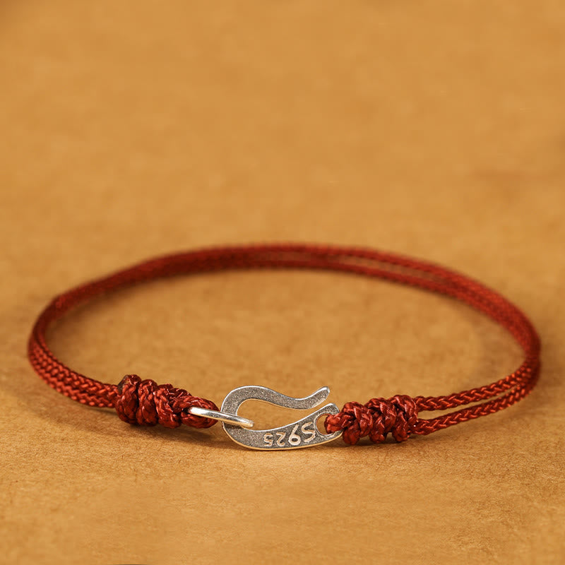 Nimara Ritual 925 Sterling Silver Hook Design Red String Strength Colorful Bracelet
