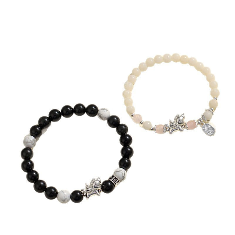 Nimara Ritual 999 Sterling Silver Year Of The Horse Natural Black Obsidian Bodhi Seed Strength Bracelet