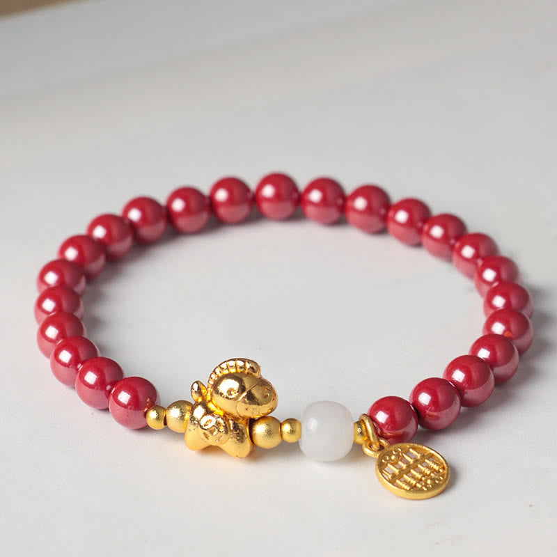 Nimara Ritual Year Of The Horse Natural Cinnabar Hetian Jade Concentration Bracelet