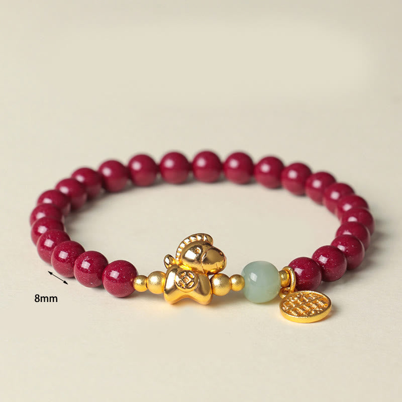 Nimara Ritual Year Of The Horse Natural Cinnabar Hetian Jade Concentration Bracelet