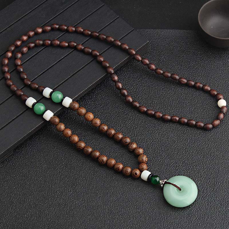 Nimara Ritual Wenge Wood Peace Buckle Balance Tranquility Pendant Necklace