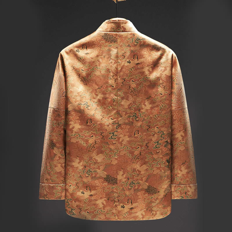 Nimara Ritual 100% Mulberry Silk 30 Momme Phoenix Auspicious Clouds Long Sleeve Men's Jacket